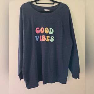 Wildfox "Good Vibes" Navy Sweatshirt